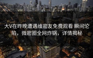 大V在昨晚遭遇维密友免费观看 瞬间沦陷，微密圈全网炸锅，详情揭秘