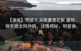 【速报】明星在深夜遭遇花絮 震惊，微密圈全网炸锅，详情揭秘，明星微微