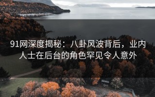 91网深度揭秘：八卦风波背后，业内人士在后台的角色罕见令人意外