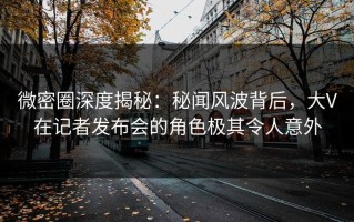 微密圈深度揭秘：秘闻风波背后，大V在记者发布会的角色极其令人意外