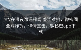 大V在深夜遭遇秘闻 羞涩难挡，微密圈全网炸锅，详情直击，微秘密app下载