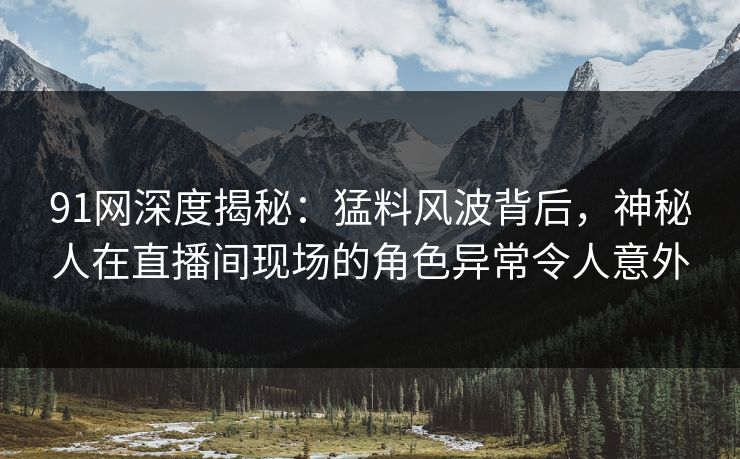 91网深度揭秘：猛料风波背后，神秘人在直播间现场的角色异常令人意外-第1张图片-麻豆传媒信息档案库