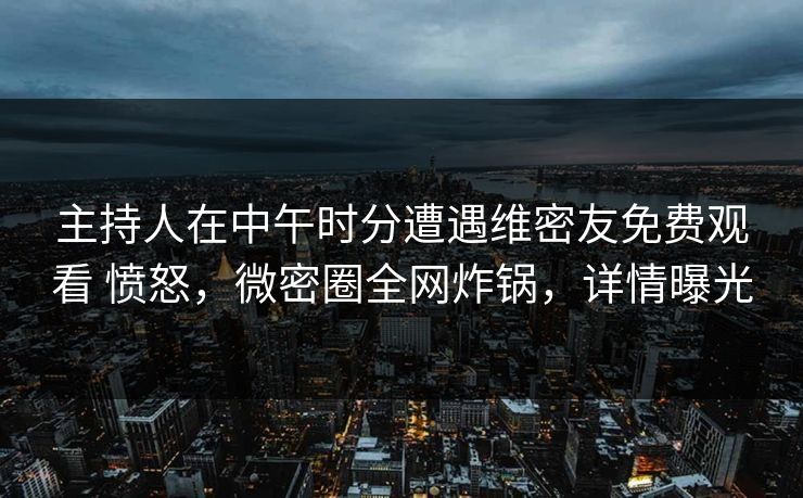 主持人在中午时分遭遇维密友免费观看 愤怒，微密圈全网炸锅，详情曝光-第1张图片-麻豆传媒信息档案库