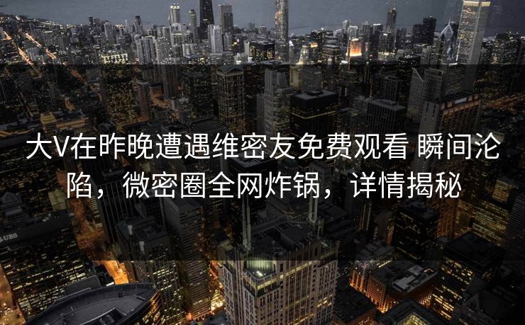大V在昨晚遭遇维密友免费观看 瞬间沦陷，微密圈全网炸锅，详情揭秘-第1张图片-麻豆传媒信息档案库