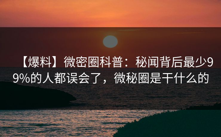 【爆料】微密圈科普：秘闻背后最少99%的人都误会了，微秘圈是干什么的-第1张图片-麻豆传媒信息档案库