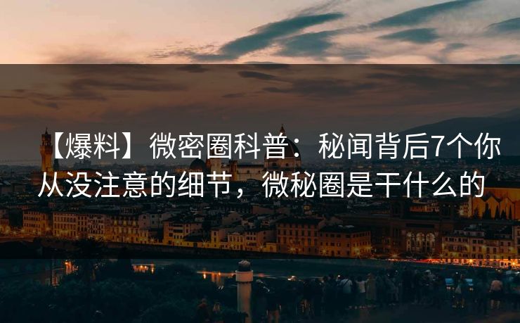 【爆料】微密圈科普：秘闻背后7个你从没注意的细节，微秘圈是干什么的-第1张图片-麻豆传媒信息档案库
