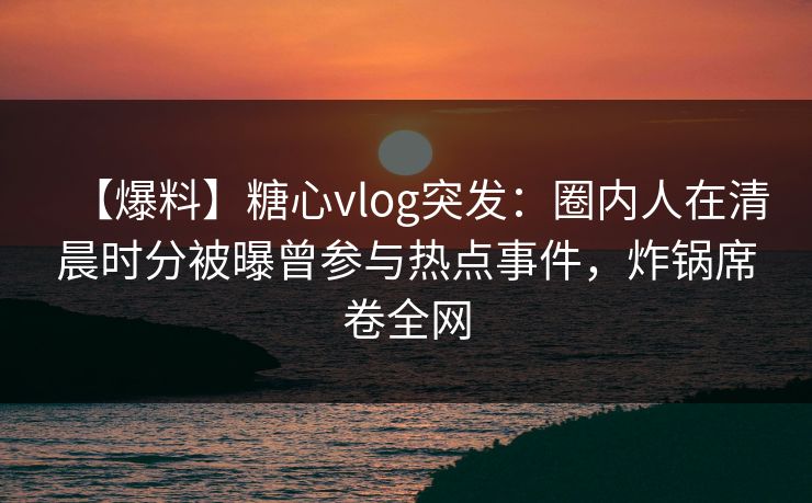 【爆料】糖心vlog突发：圈内人在清晨时分被曝曾参与热点事件，炸锅席卷全网-第1张图片-麻豆传媒信息档案库