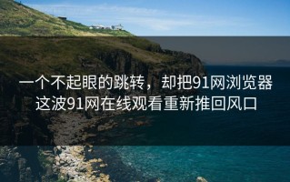 一个不起眼的跳转，却把91网浏览器这波91网在线观看重新推回风口